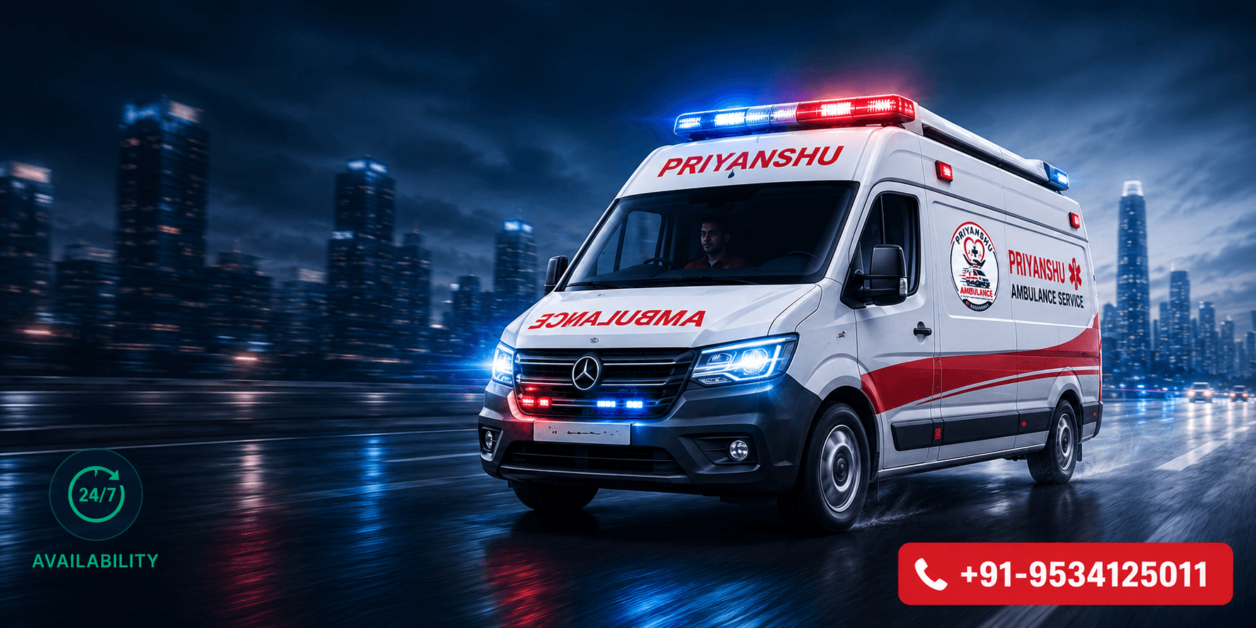 Advanced Life Support equipment inside Priyanshu ambulance